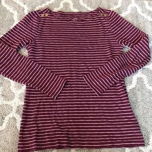 J Crew burgundy striped long sleeve painters shirt